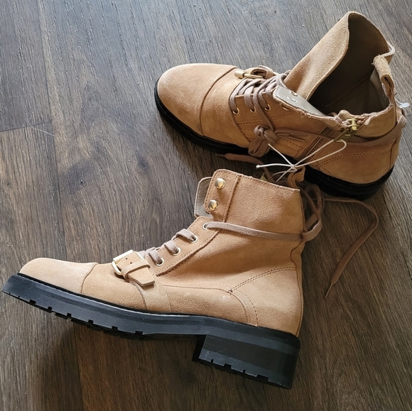 All Saints Shoes - AllSaints Donita COMBAT BOOTS IN DARK SAND SUEDE SIZE 38